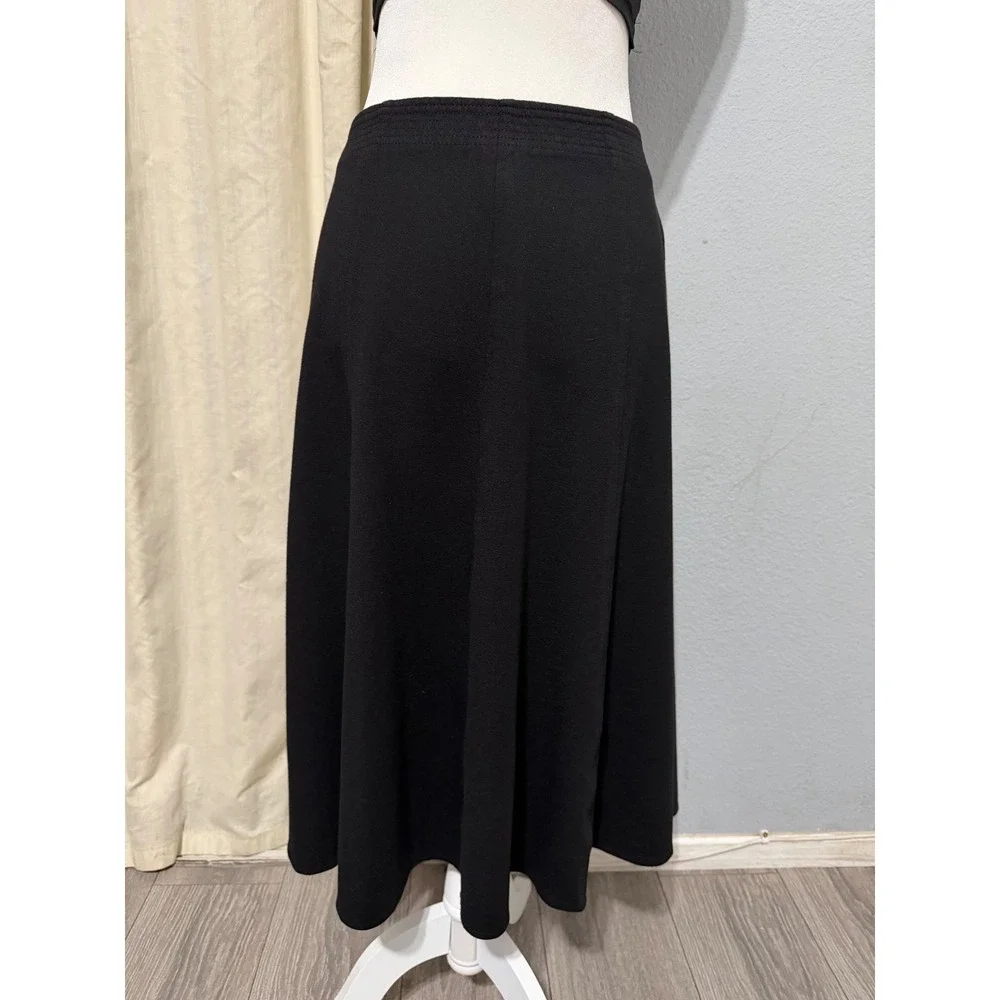 Charter Club Midi Skirt Size 8 Black Paneled Side Zip A-Line Career Minimalist